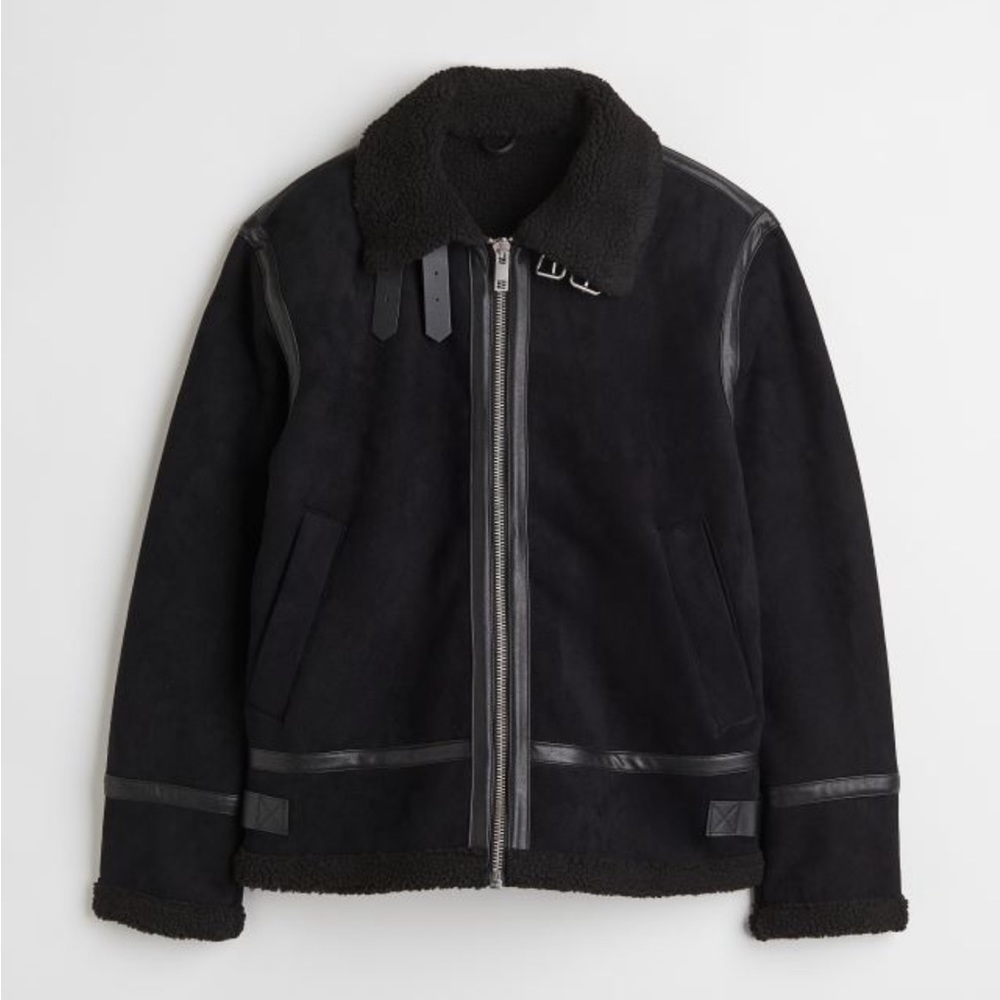 Faux shearling-lined jacket